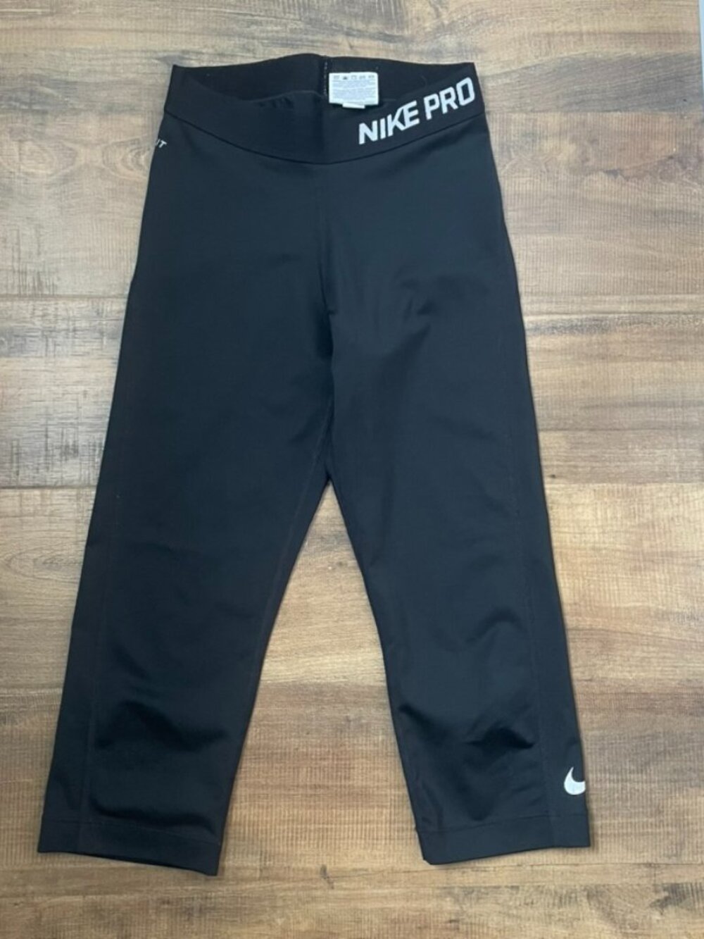 Nike Pro Leggings Black Dri Fit Cropped Athletic Workout Tights Womens